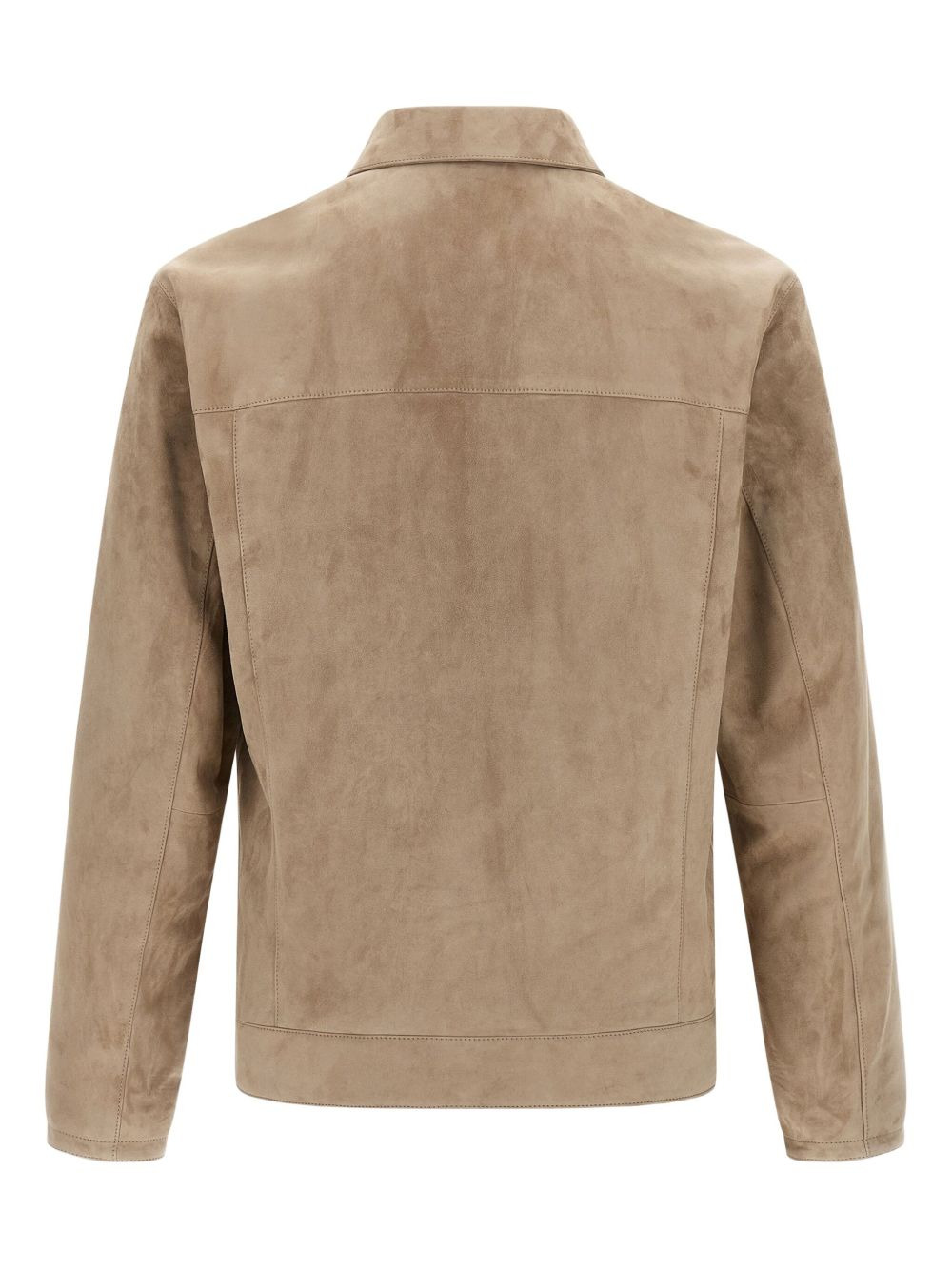 shirt-collar suede leather jacket - 2