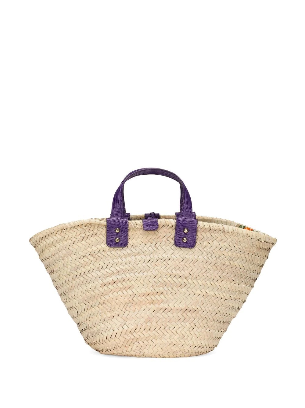 logo-embroidered raffia tote bag - 2