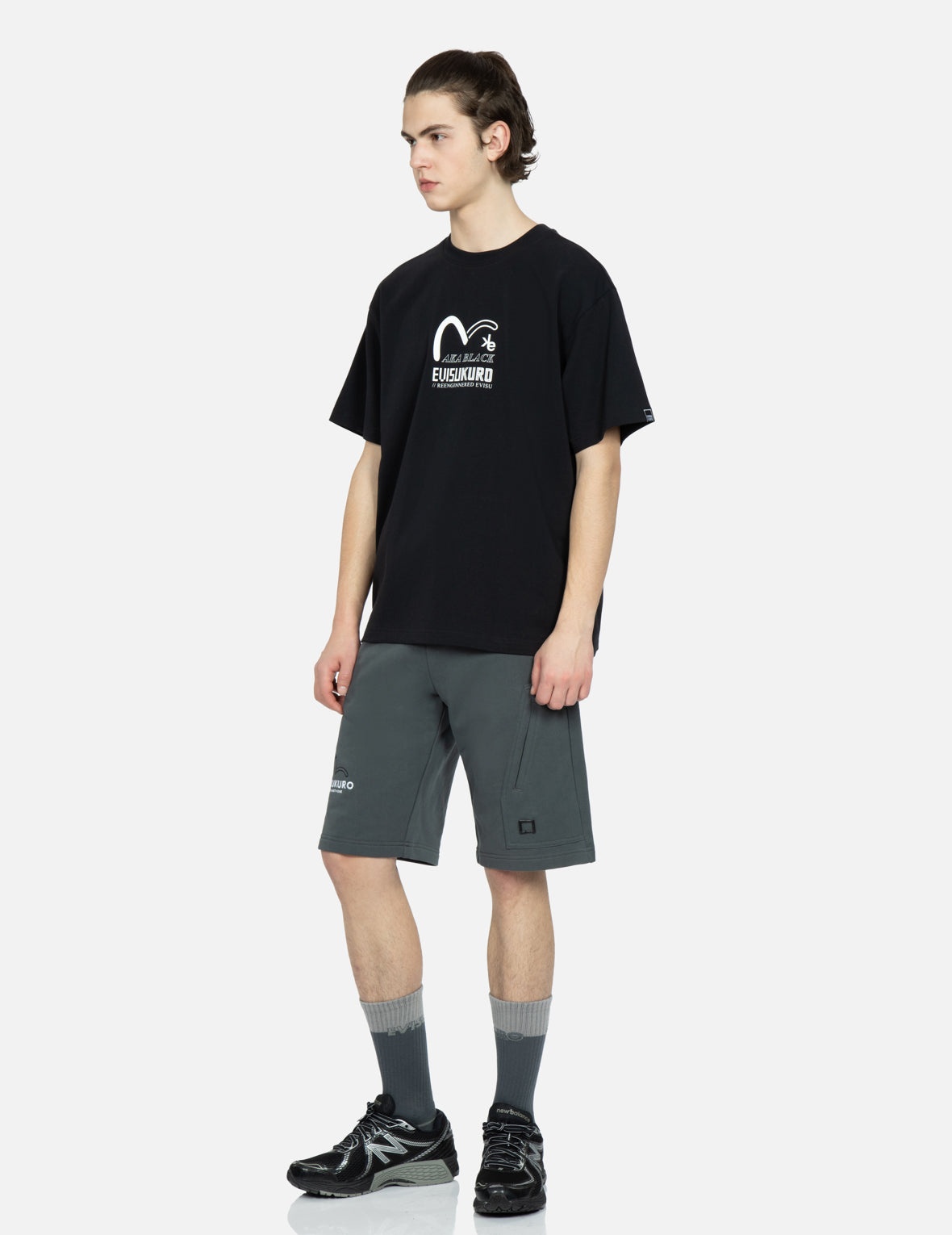 EK Logo Print Side Pocket Sweat Shorts - 3