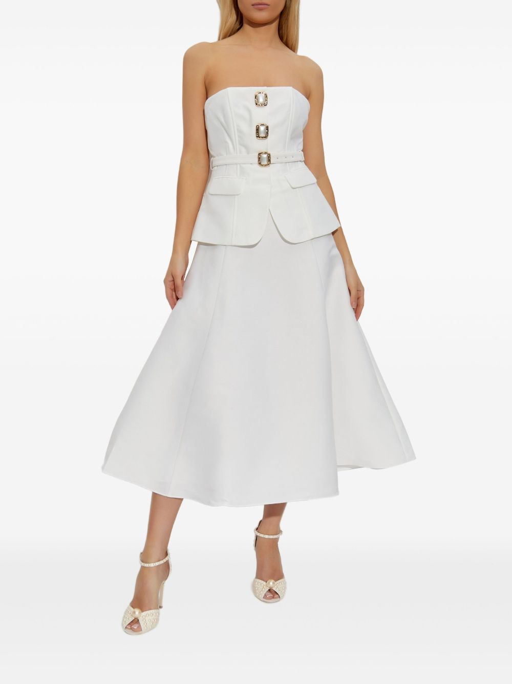 pearl-button midi dress - 5