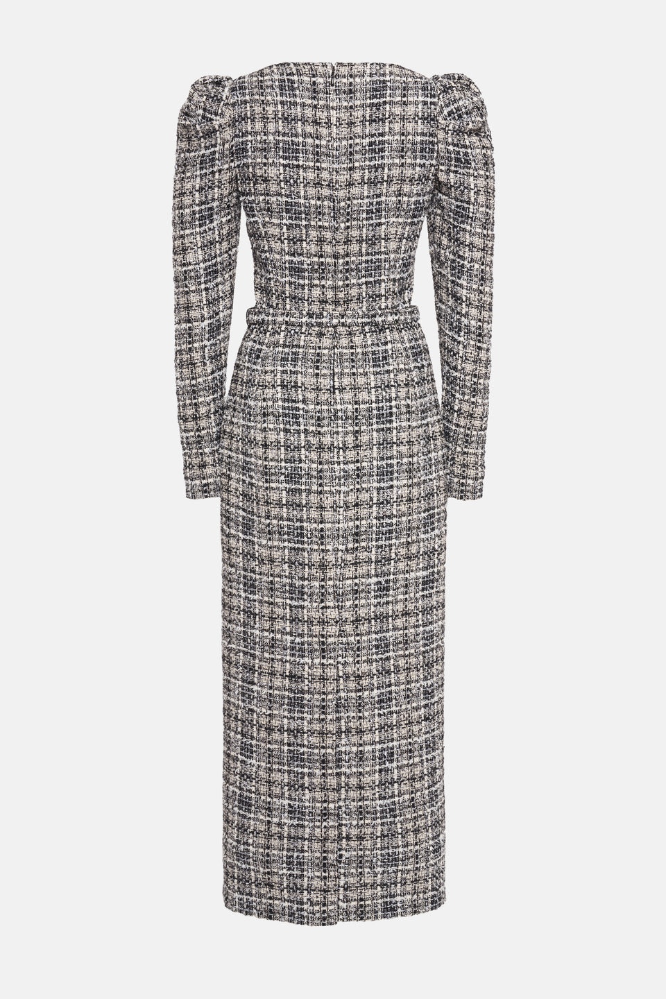 CHECKED LUREX TWEED DRESS WITH BELT - 2