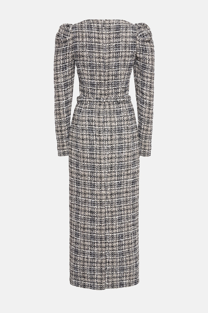 Alessandra Rich CHECKED LUREX TWEED DRESS WITH BELT outlook
