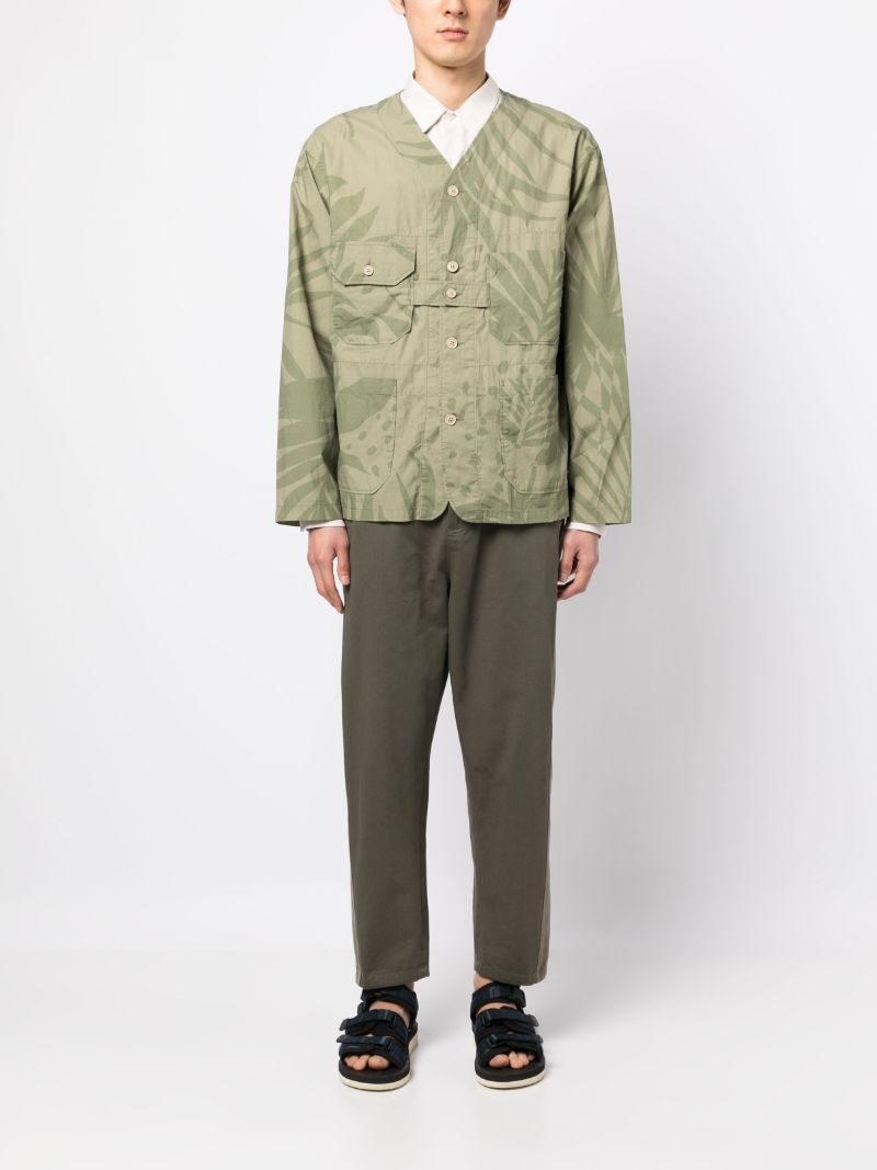 leaf-print shirt jacket - 2