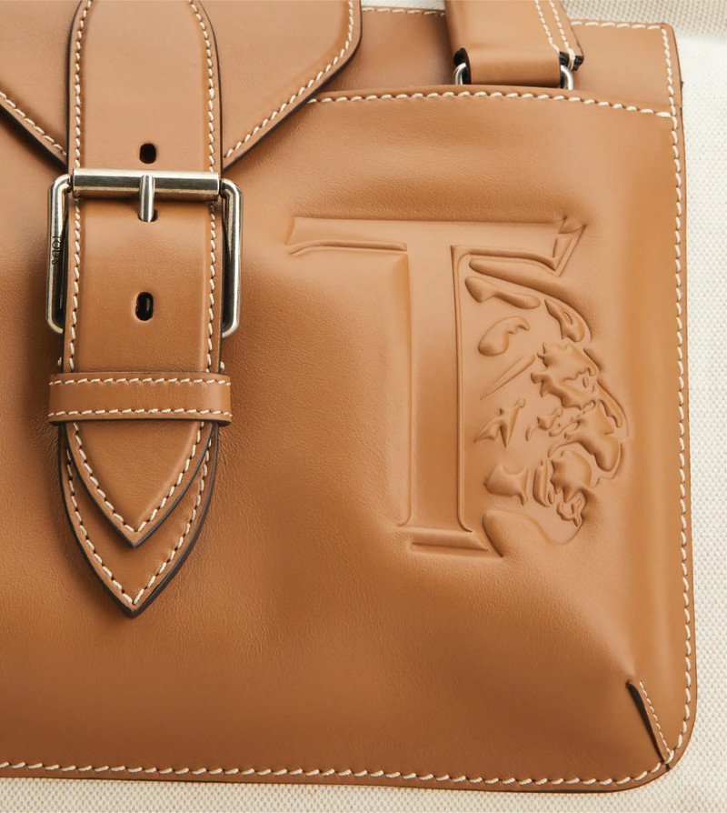 DUFFLE BAG IN CANVAS AND LEATHER MEDIUM - BROWN, BEIGE 6