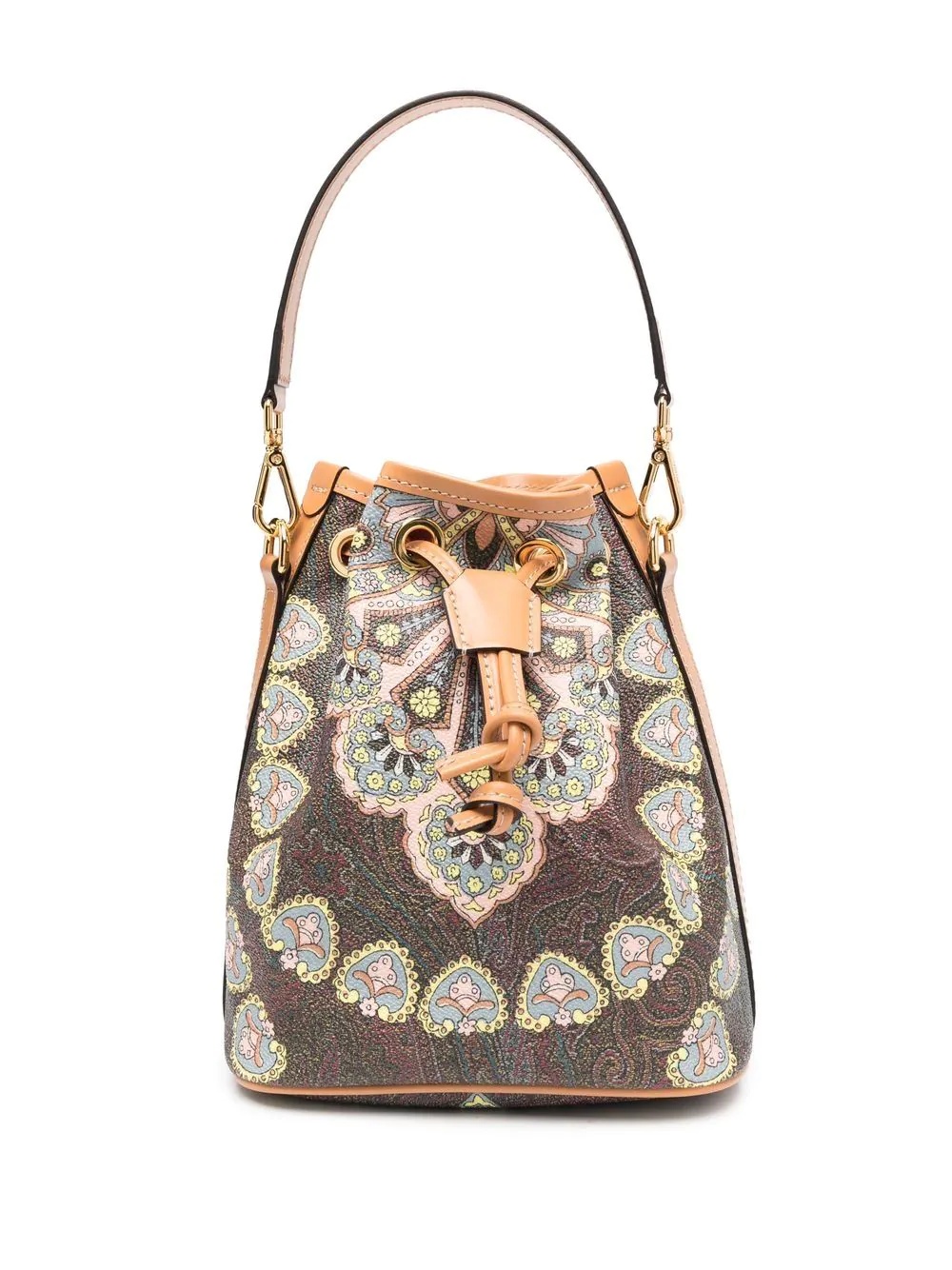 paisley-print drawstring Basket bag - 5