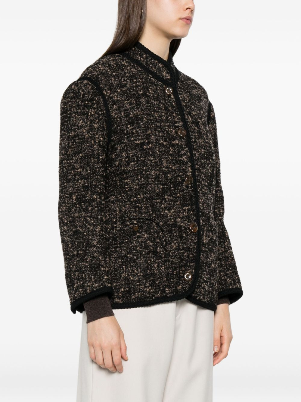 tweed button-fastening jacket - 3
