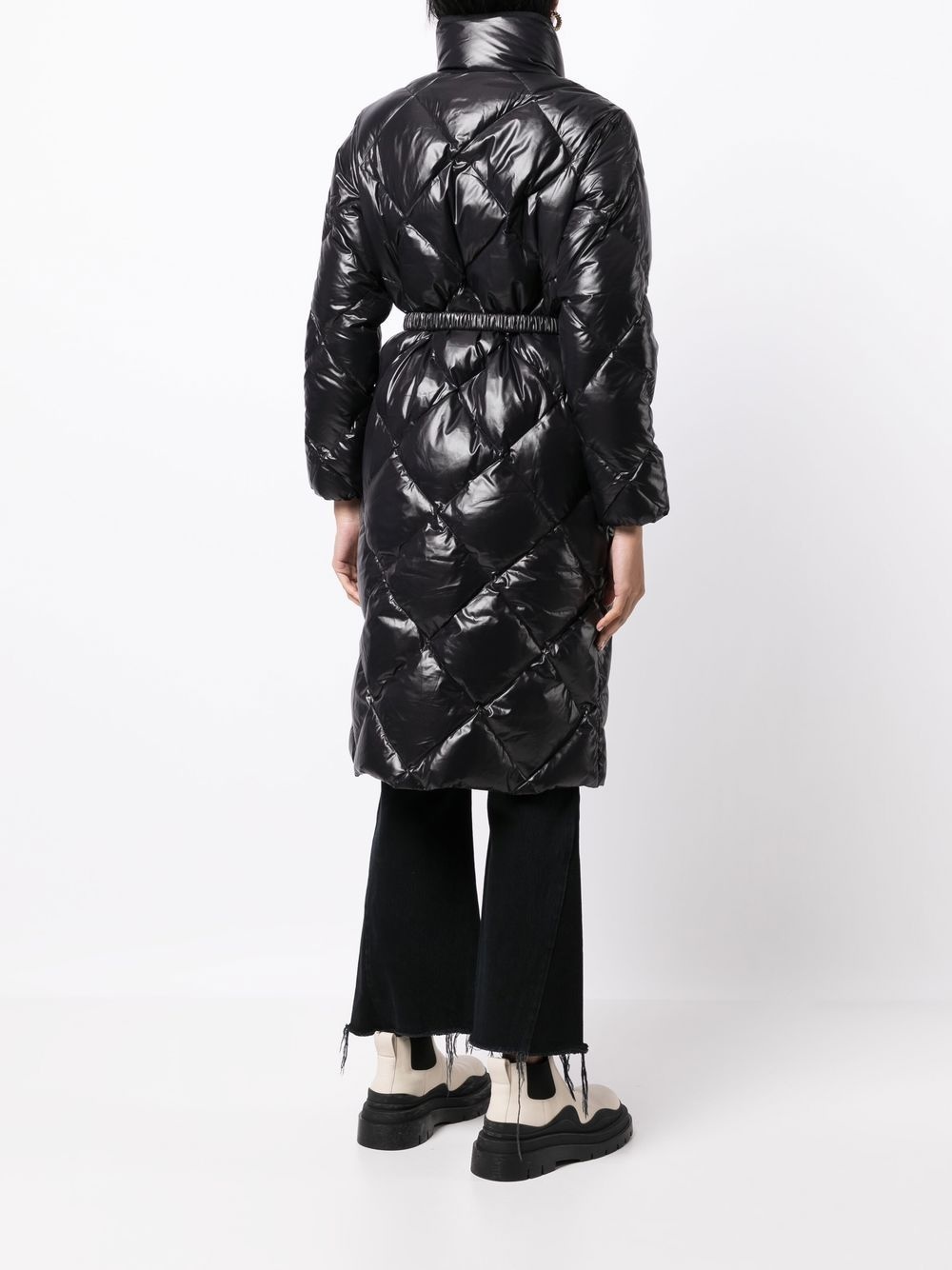 quilted logo-patch coat - 4