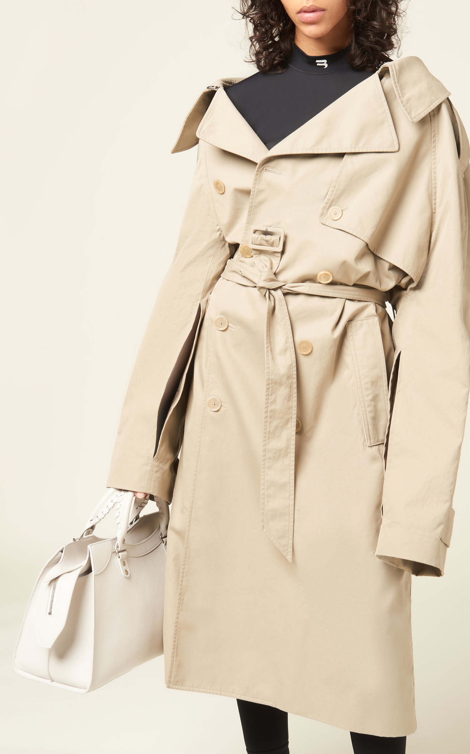 Off-The-Shoulder Cotton Trench Coat neutral - 2