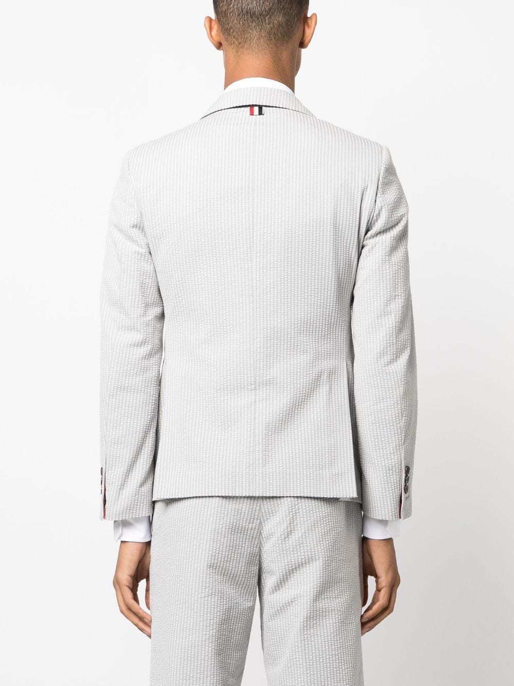 stripe-print seersucker cotton blazer - 4