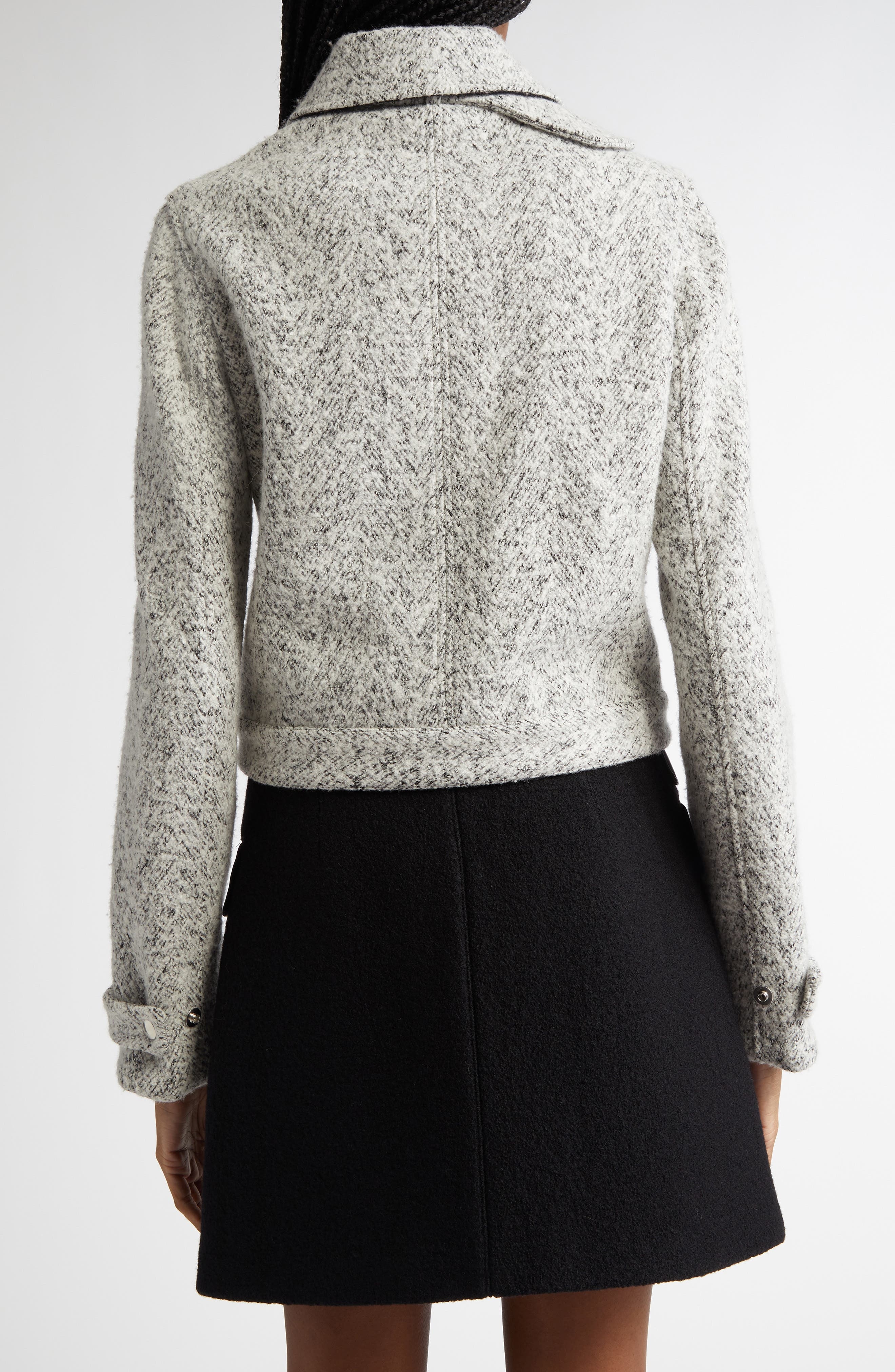 Proenza Schouler Rivers Herringbone Jacquard Bouclé Jacket in Black/Off White at Nordstrom - 3