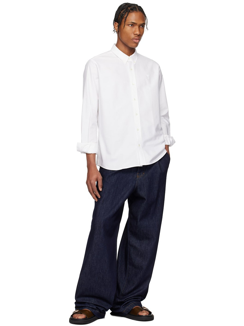 AMI Paris Off-White Cotton Button-Down Ami de Coeur Shirt outlook