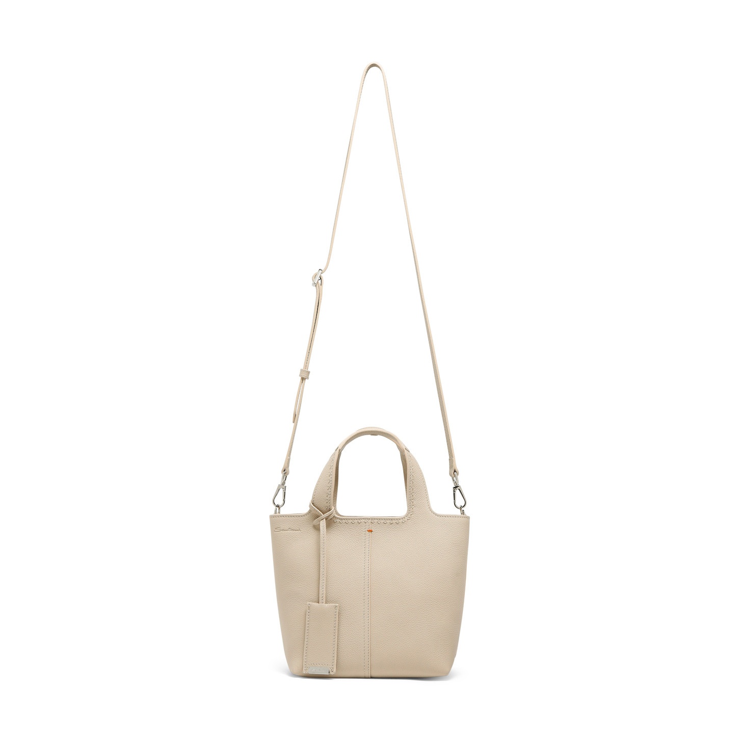 Beige tumbled leather handbag - 3