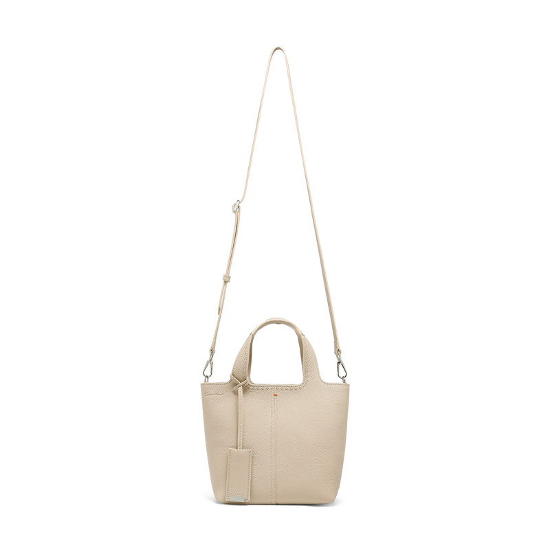 Beige tumbled leather handbag 3
