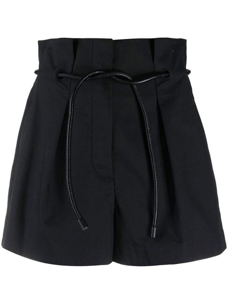 paperbag-waist mini shorts - 1