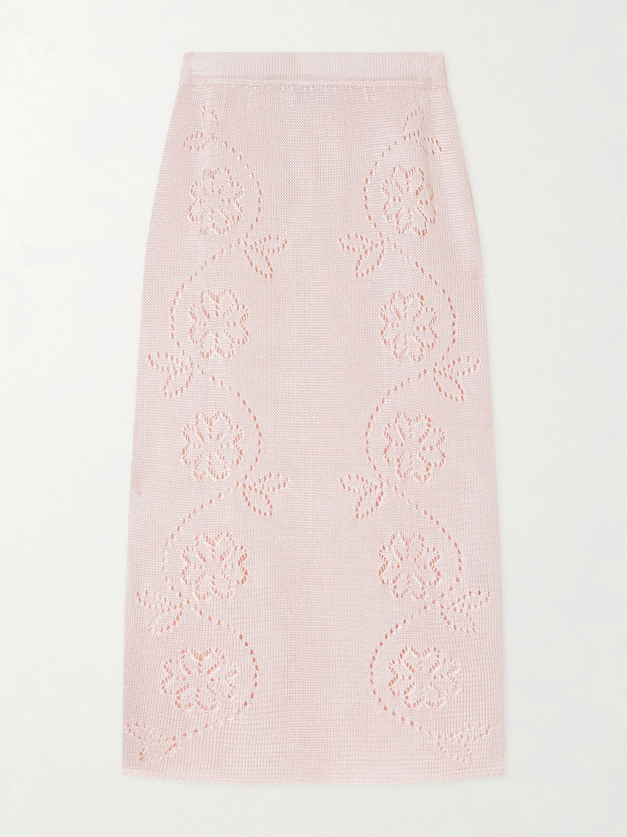 Embroidered Knitted Midi Skirt - 1