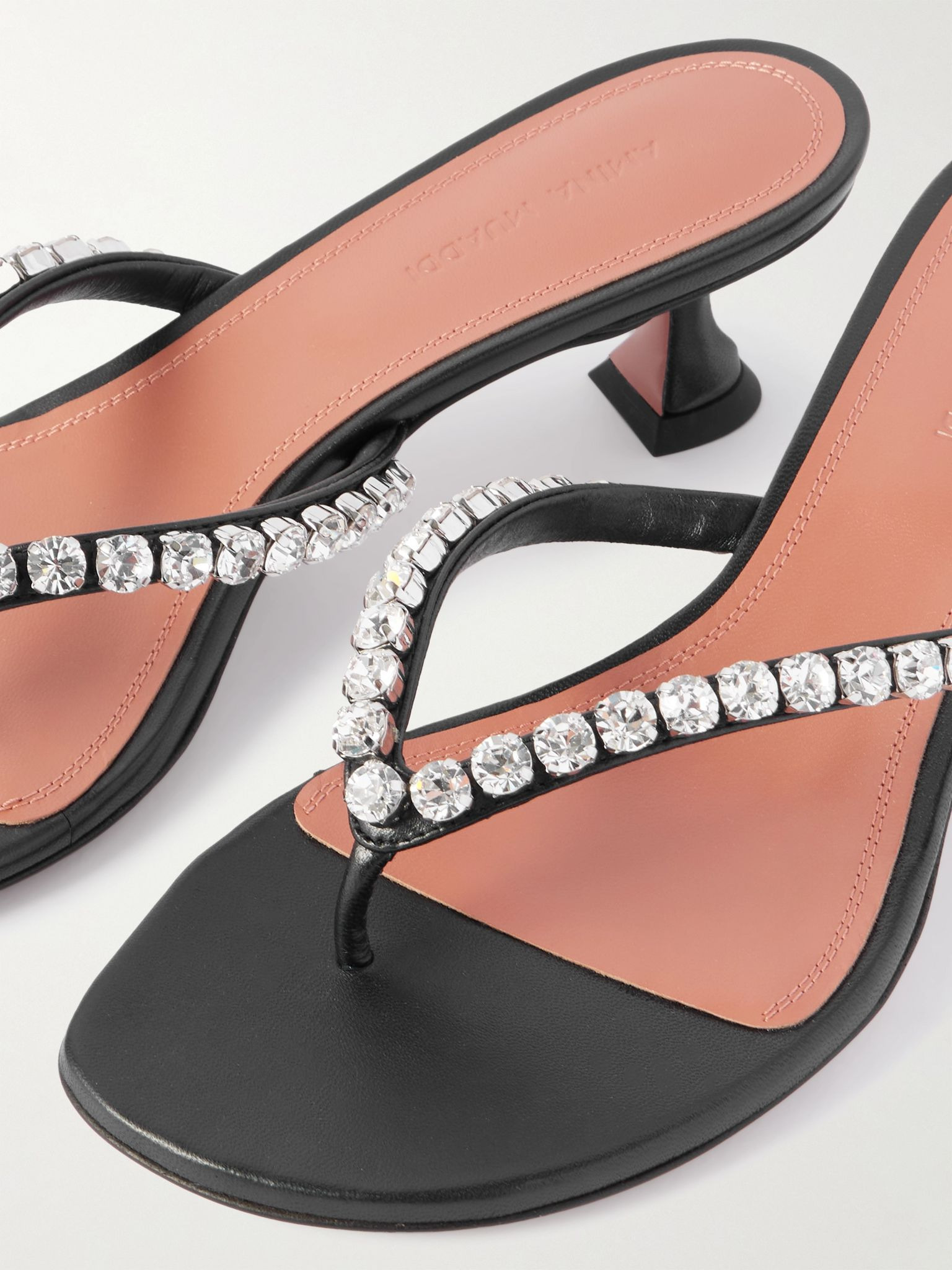 Gigi crystal-embellished leather sandals Black - 4