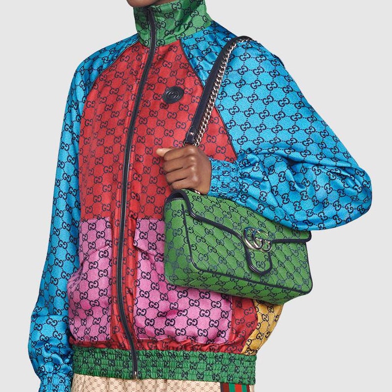 (WMNS) Gucci Leather GG Marmont Multicolor Logo Single-Shoulder Bag Small Green/Blue 443497-2UZCN-33 - 9