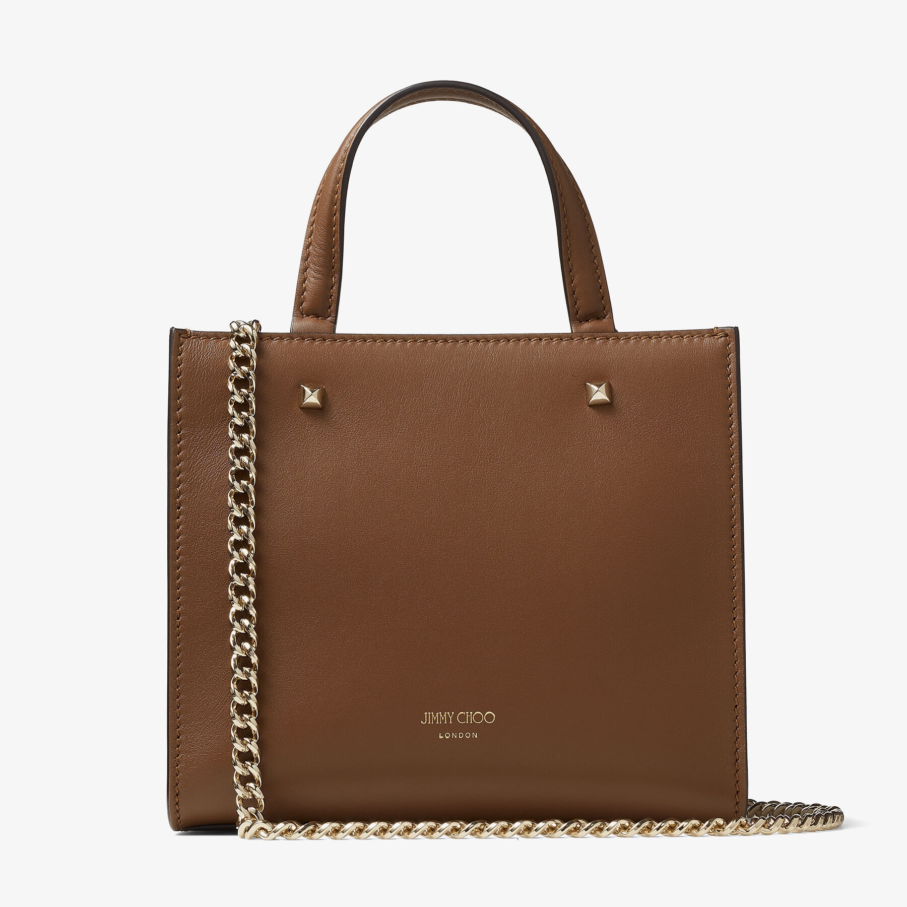 Varenne Tote Bag S
Dark Tan Fine Shiny Calf Leather Tote Bag with Light Gold JC Emblem - 7