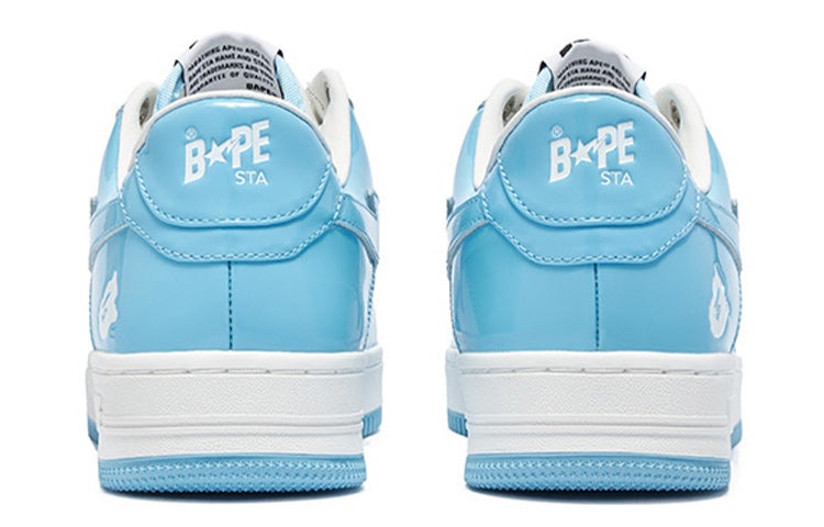 A BATHING APE Bape Sta Patent Leather 'White Blue ' 1I70-191-002-BLUE - 3