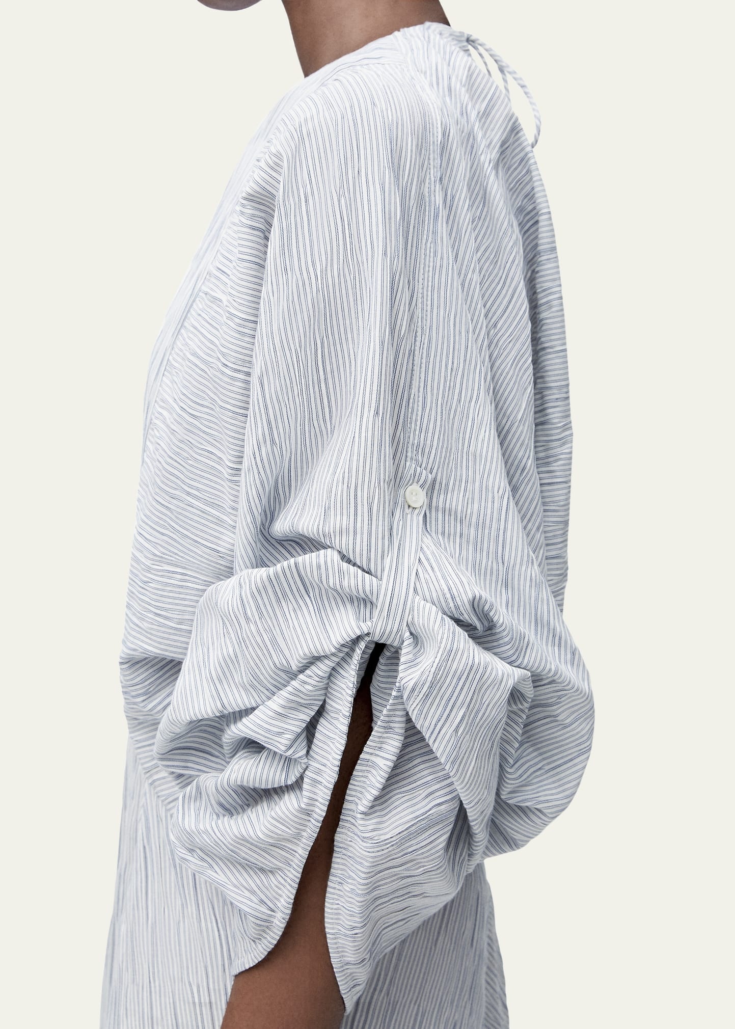 【LOEWE】Stripe cape in linen and cotton Loewe Striped Cape Sleeve Caftan Dress | bergdorfgoodman