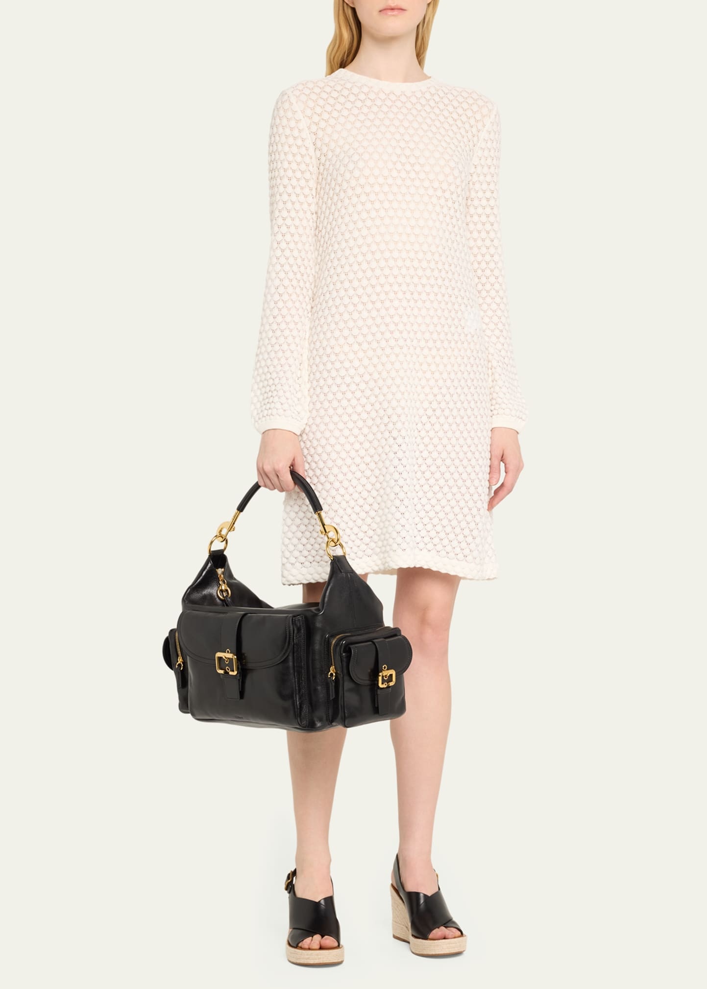 Camera Bag Large in Natural Shiny Calfskin - 5