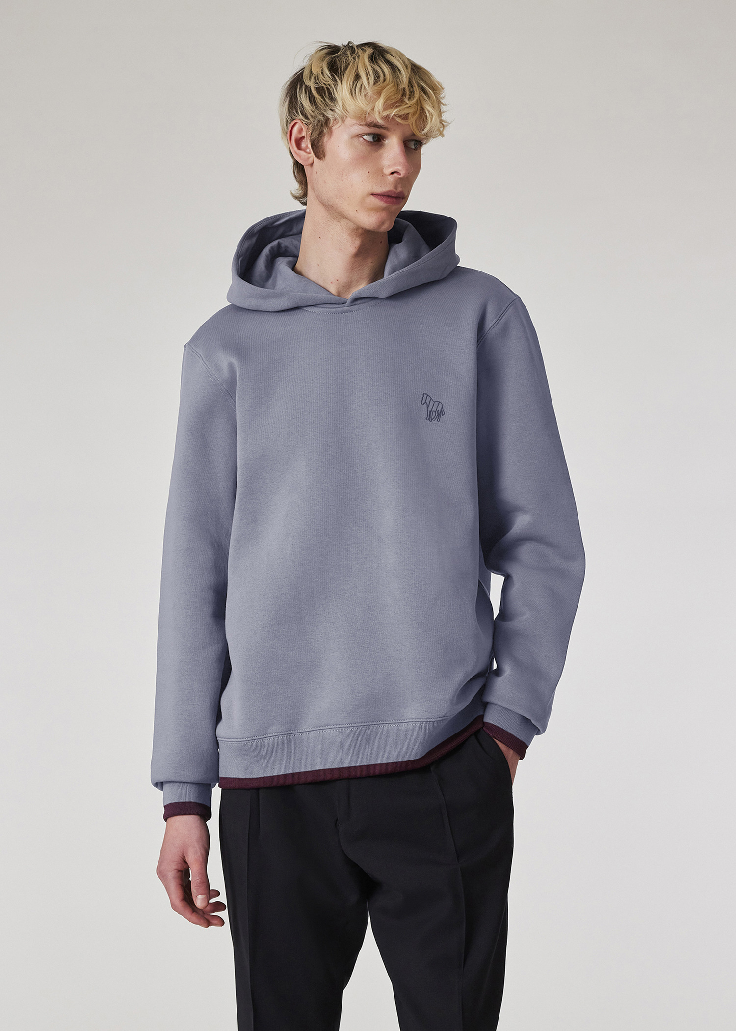 Steel Grey Cotton-Blend 'Broad Stripe Zebra' Hoodie - 4