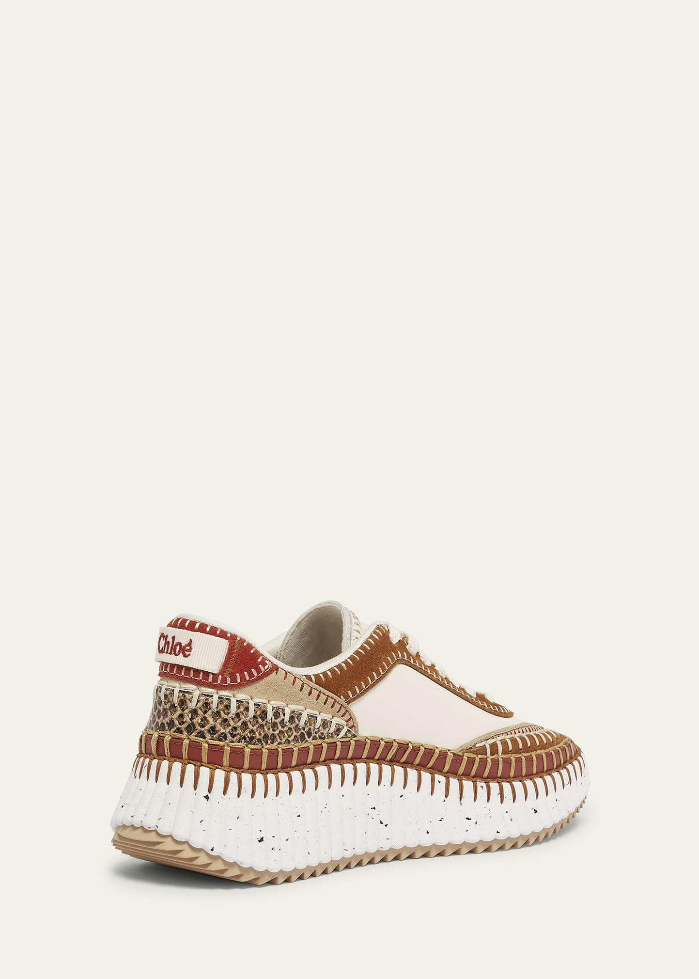 Nama Mixed Leather Low-Top Platform Sneakers - 2