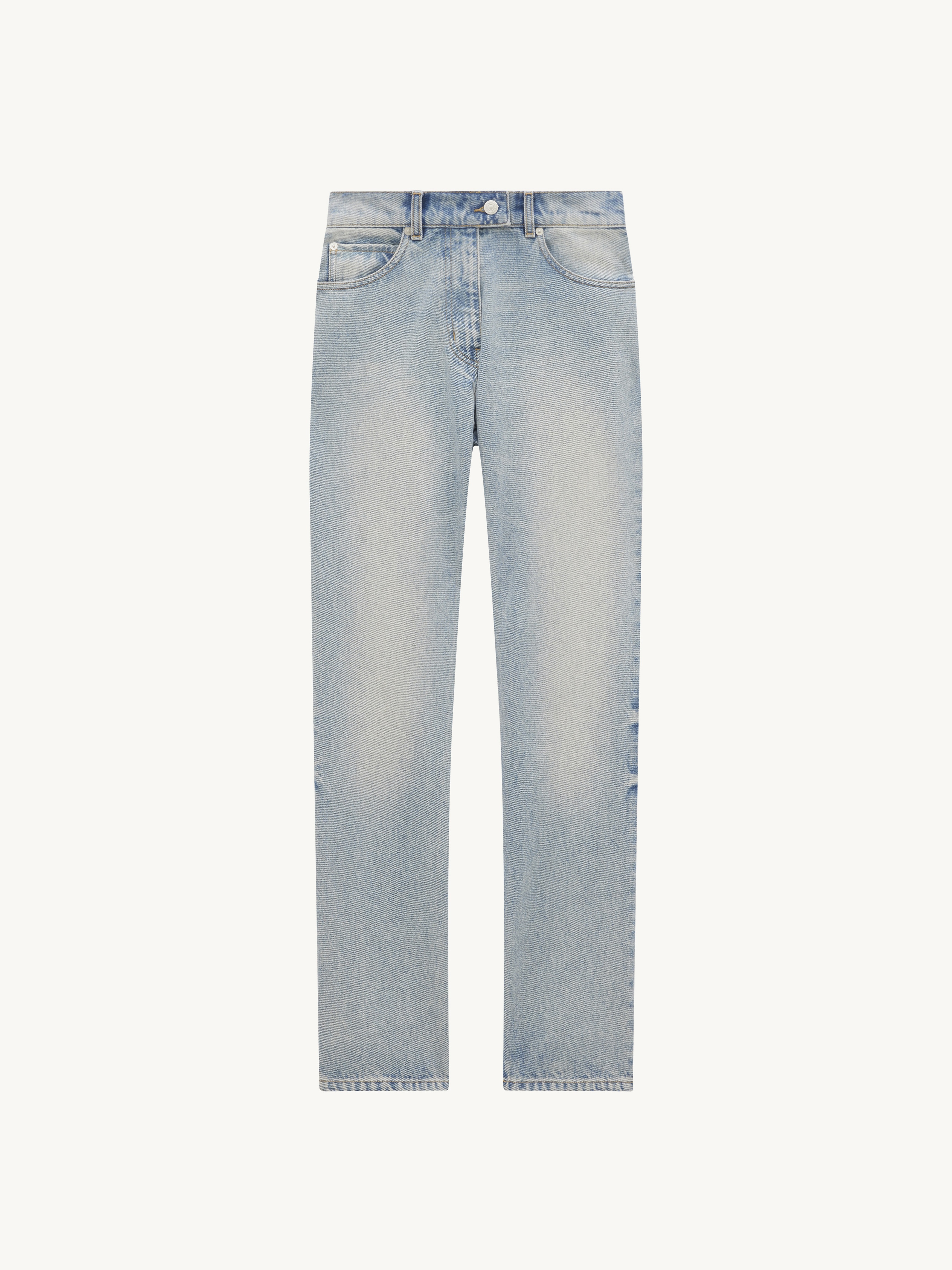 DIRTY BLUE DENIM STRAP PANTS - 1