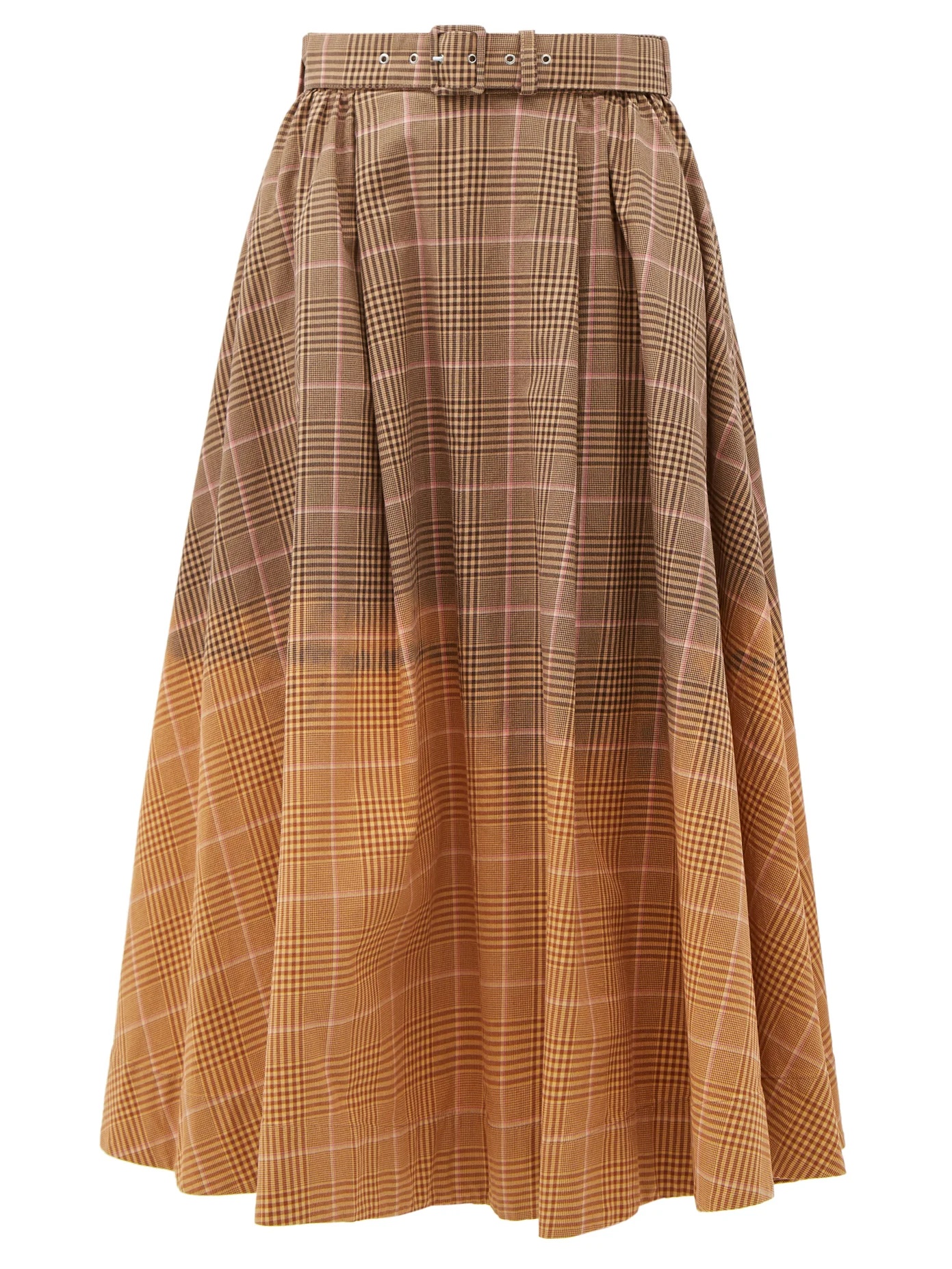 Faded checked cotton midi skirt - 1