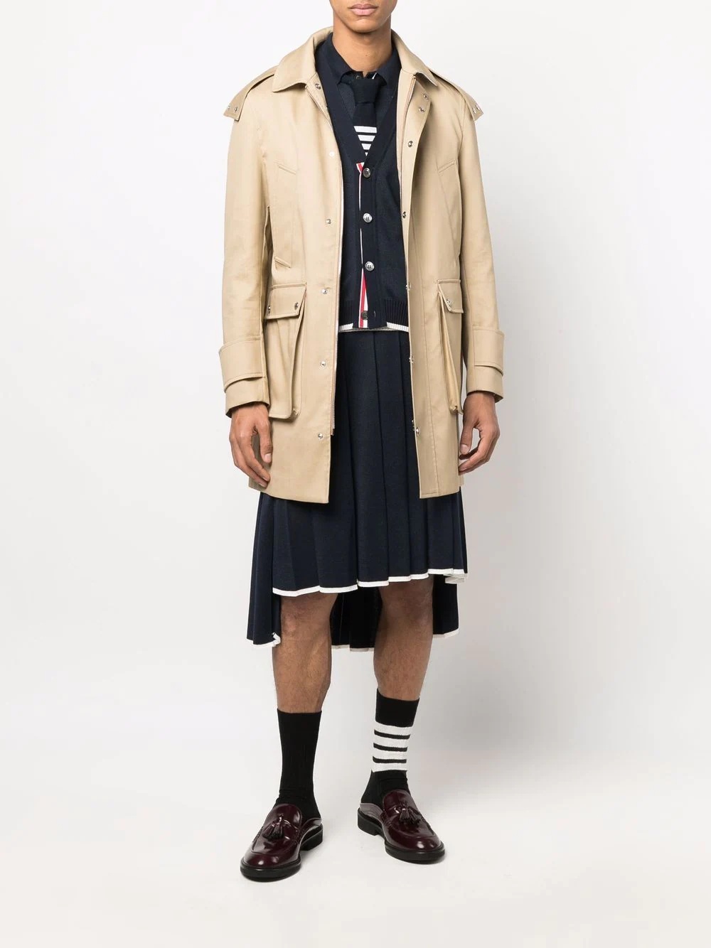 RWB-stripe parka coat - 2