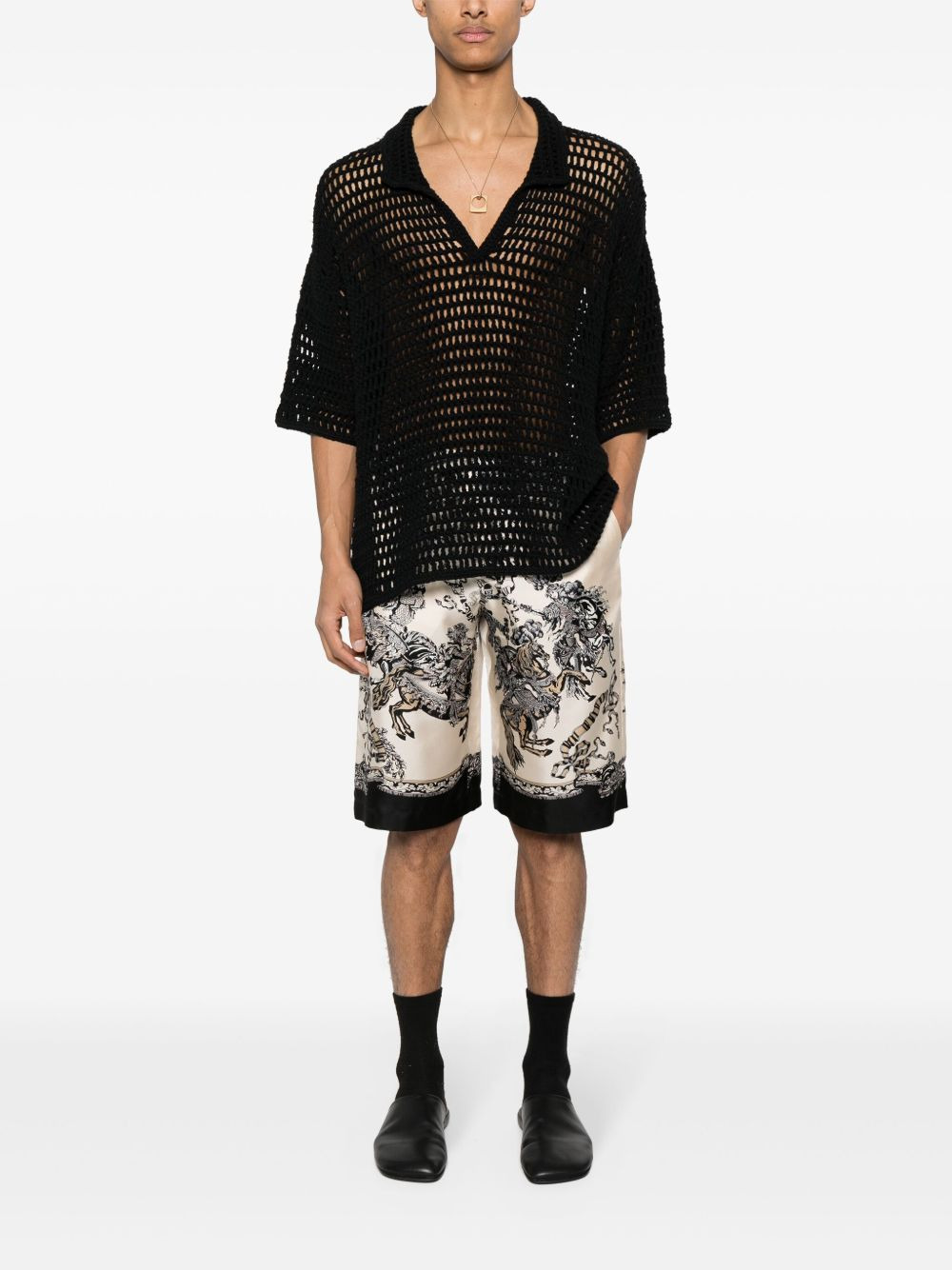 graphic-print silk shorts - 2