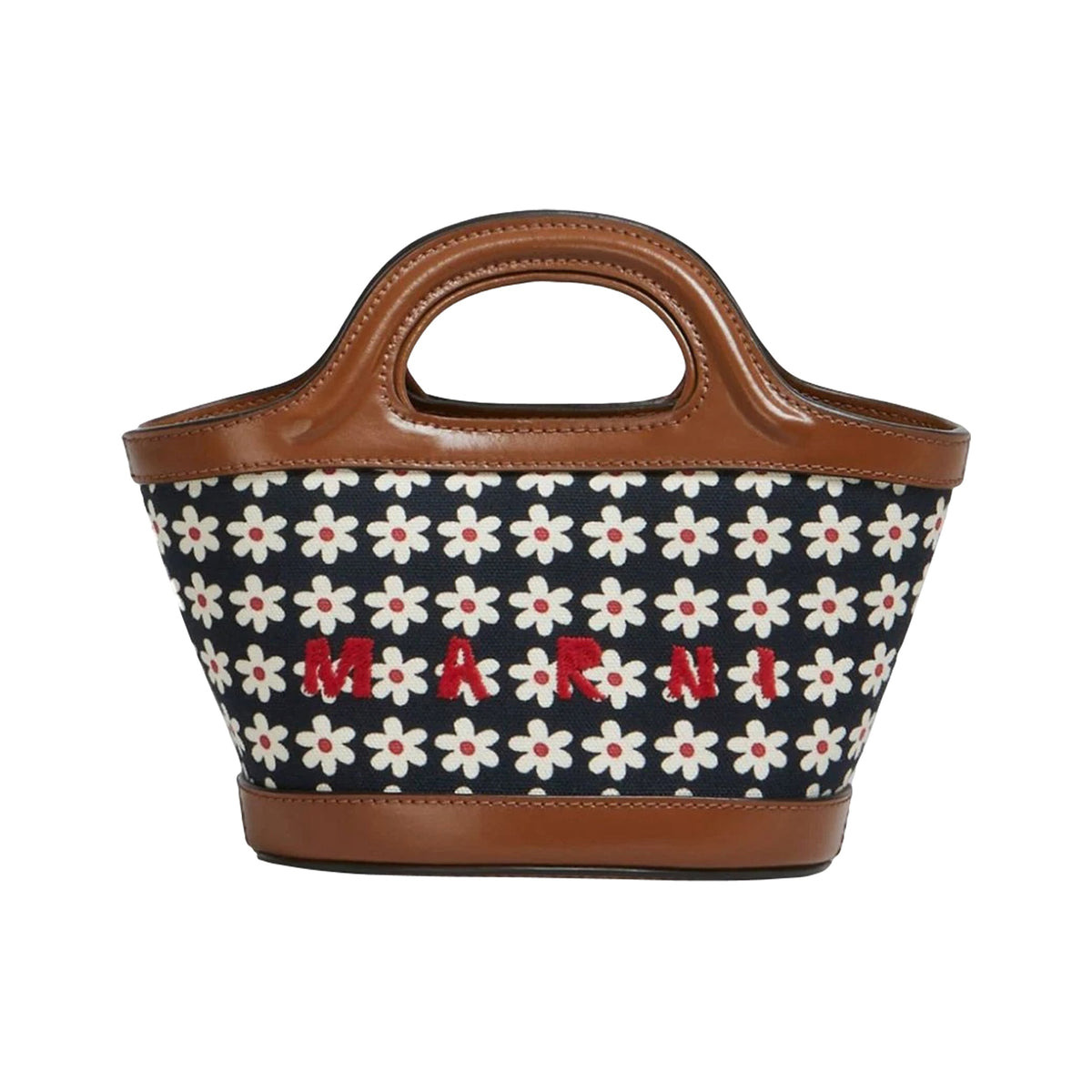 BLACK CANVAS TROPICALIA MICRO BAG WITH DAISY PRINT (RED/WHITE/BLACK) - 1