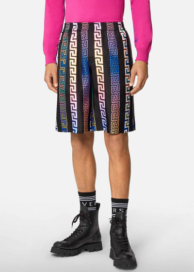 VERSACE Greca Neon Print Silk Shorts outlook