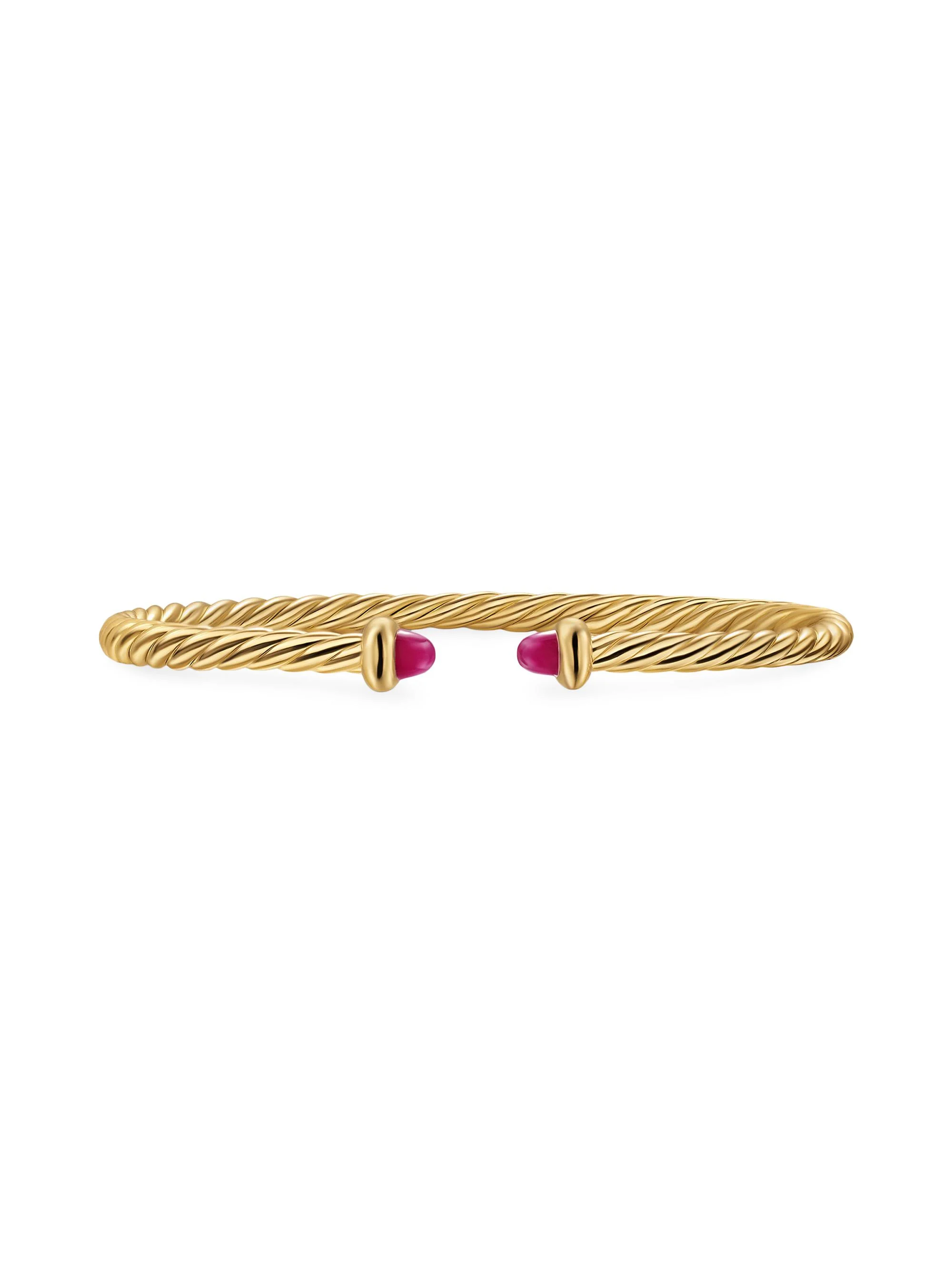 Women's Micro Cablespira Flex Teen Bracelet in 18K Yellow Gold - Rhodolite Garnet - 1