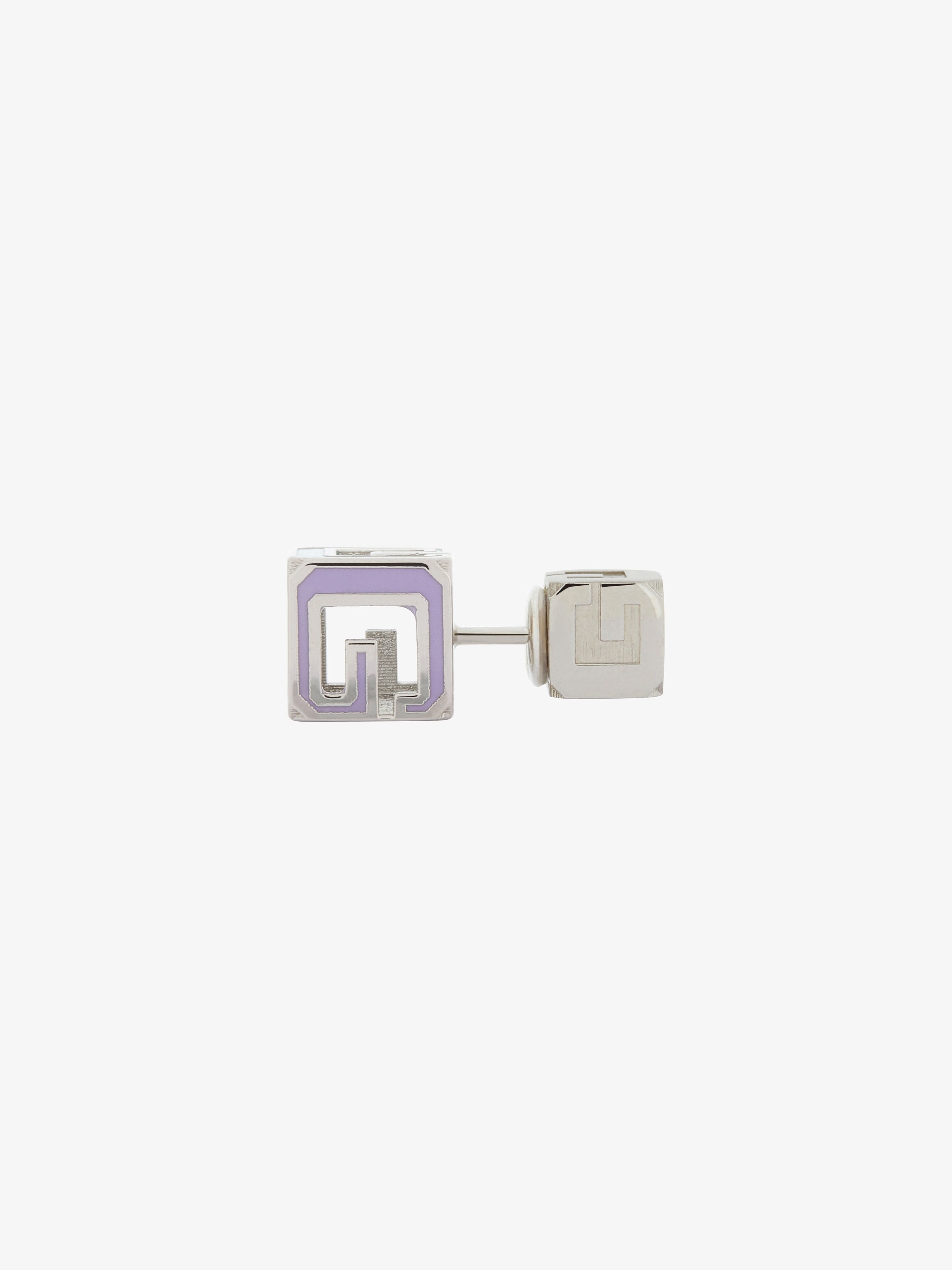 G CUBE STUD EARRING IN METAL AND ENAMEL - 2
