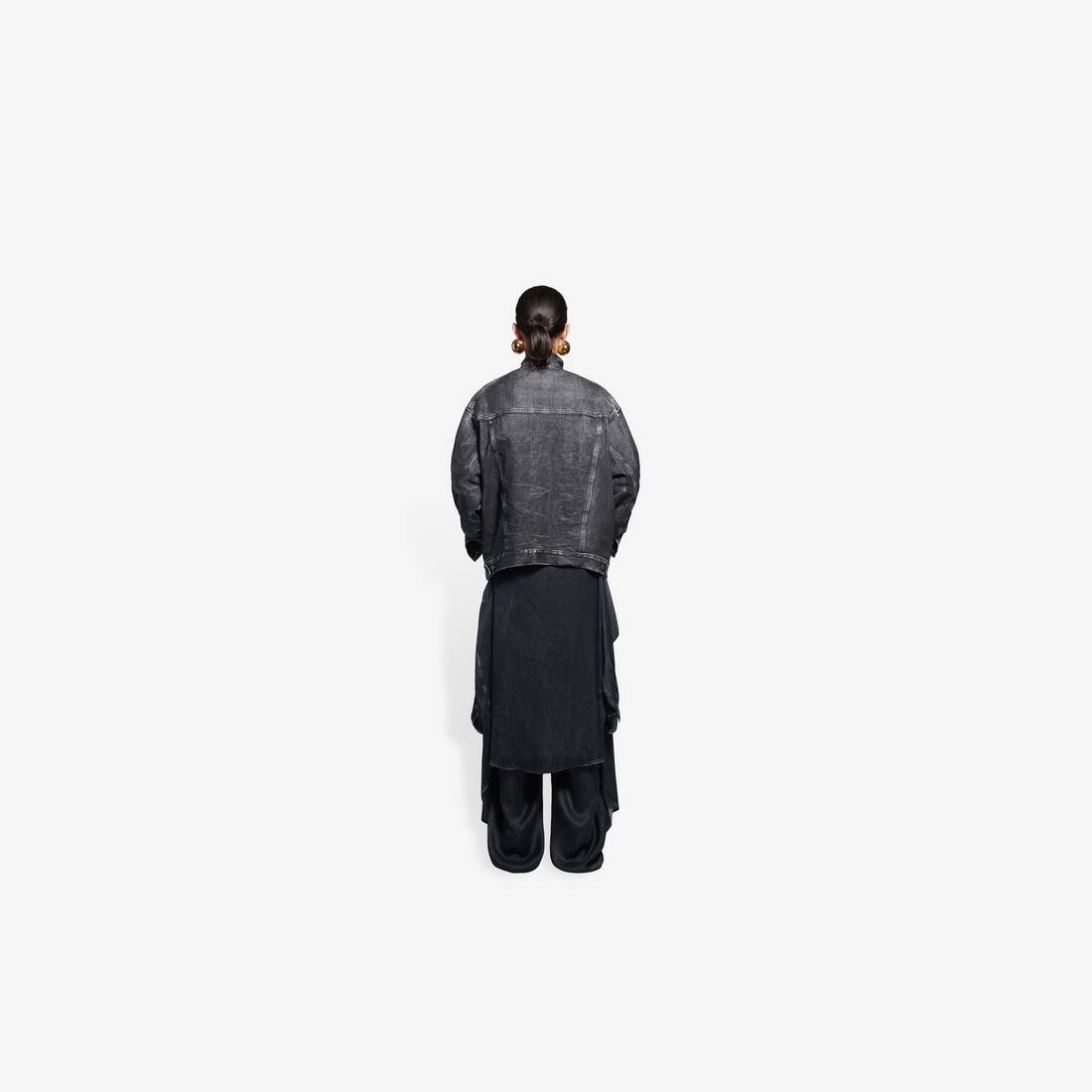 Trompe-l'œil Denim Jacket in Black - 5