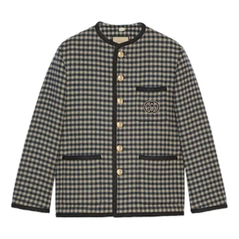 Gucci Wool Gingham Jacket With Interlocking G 'Beige Blue' 770950-ZAO92-9276 - 1