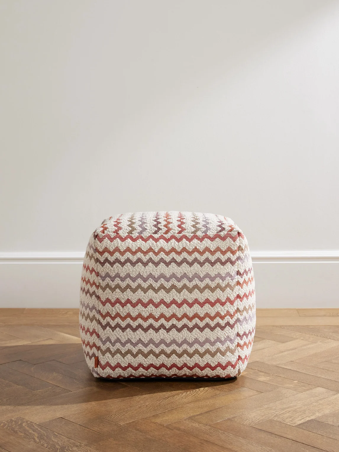 Capri Striped Canvas-Trimmed Bouclé Ottoman - 1