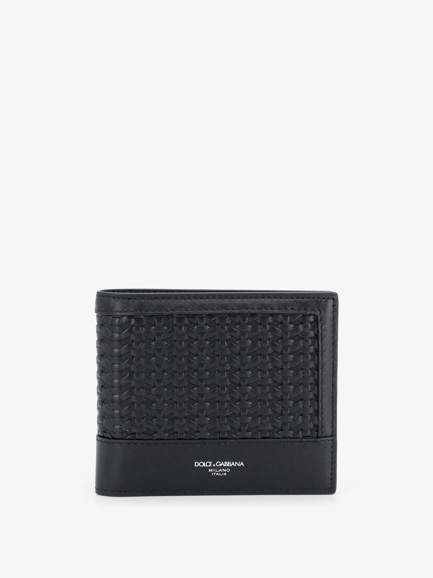 Dolce & Gabbana Men Leather Wallet With Woven Pattern - 1