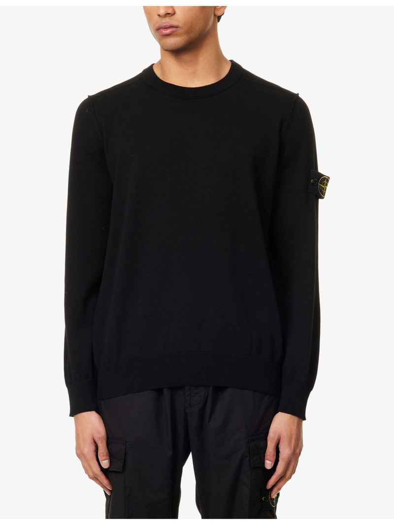 Badge Crewneck Cotton-Knit Jumper 3