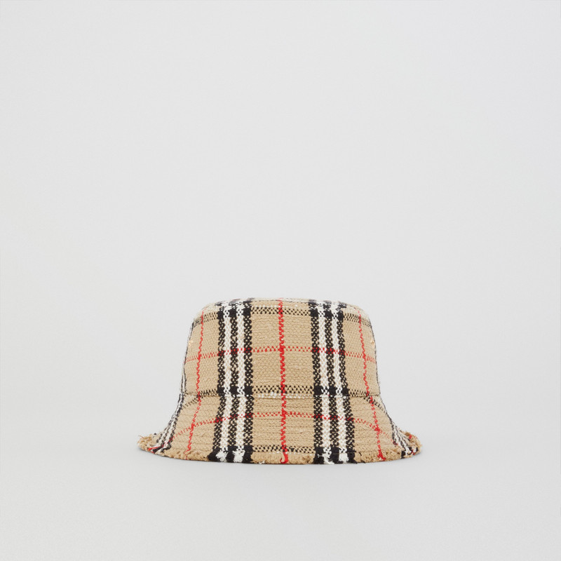 Check Bouclé Bucket Hat 1