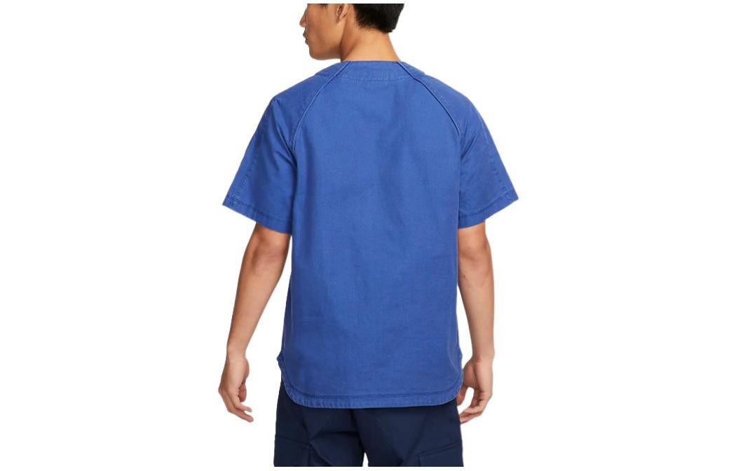 Nike SB Skateboard Solid Color Logo Embroidered Short Sleeve Unisex Blue DQ6283-455 - 2