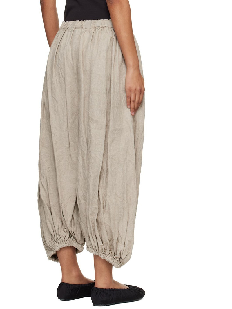 Beige Linen Herringbone Garment Treated Trousers 3