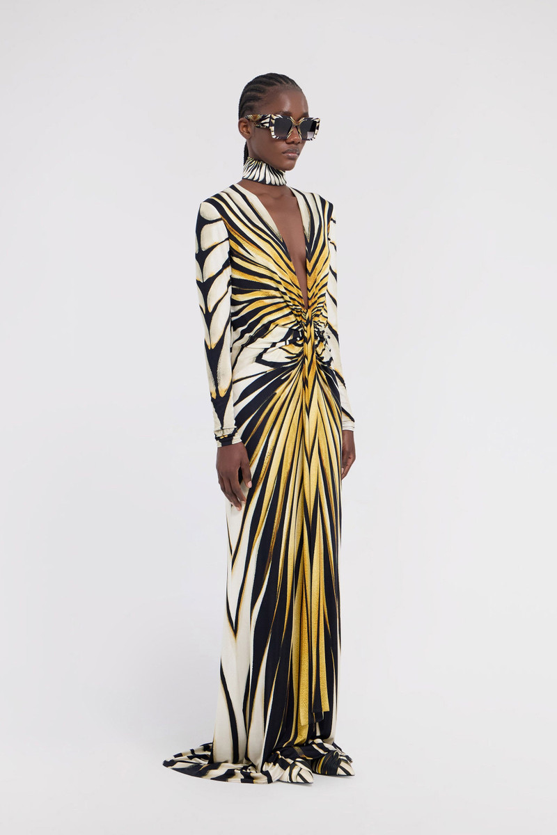 Roberto Cavalli Ray Of Gold Print Maxi Dress outlook