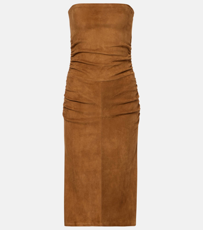 Salma ruched suede midi dress 1