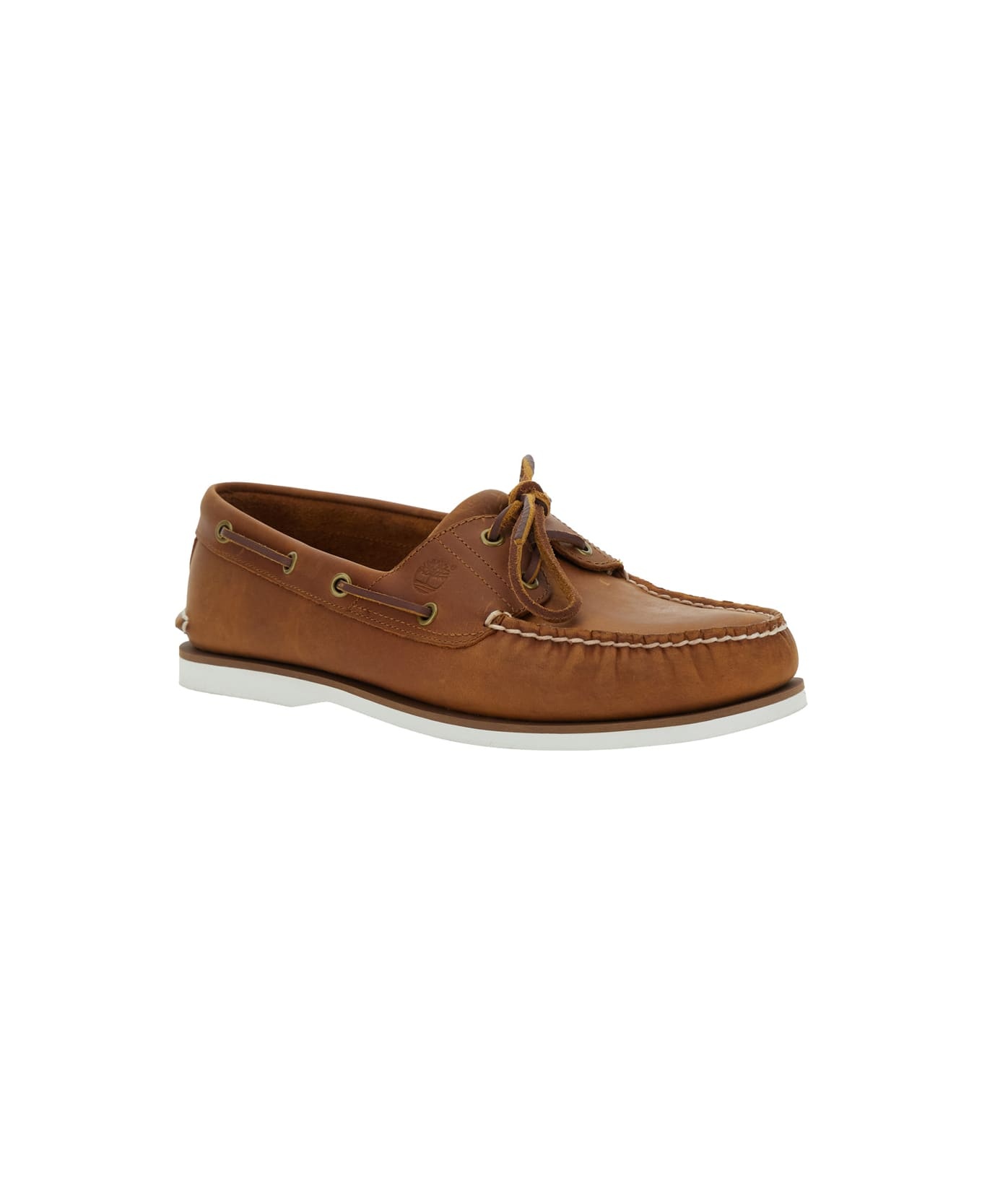 Brown Loafers With Bow Detail On The Front And Embossed Logo On The Side In Leather Man - 2