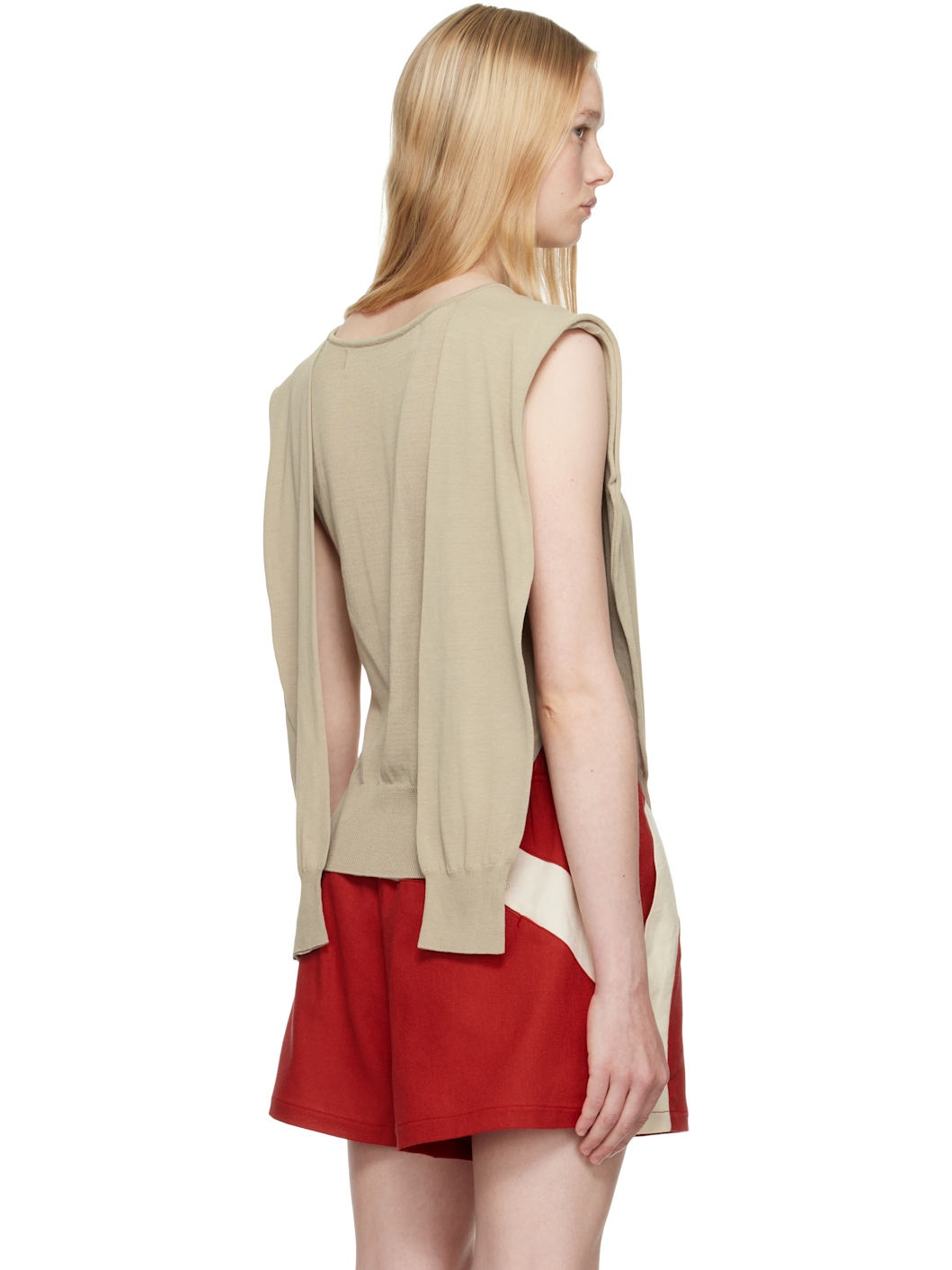 Beige Sleeve Layered Cardigan - 3