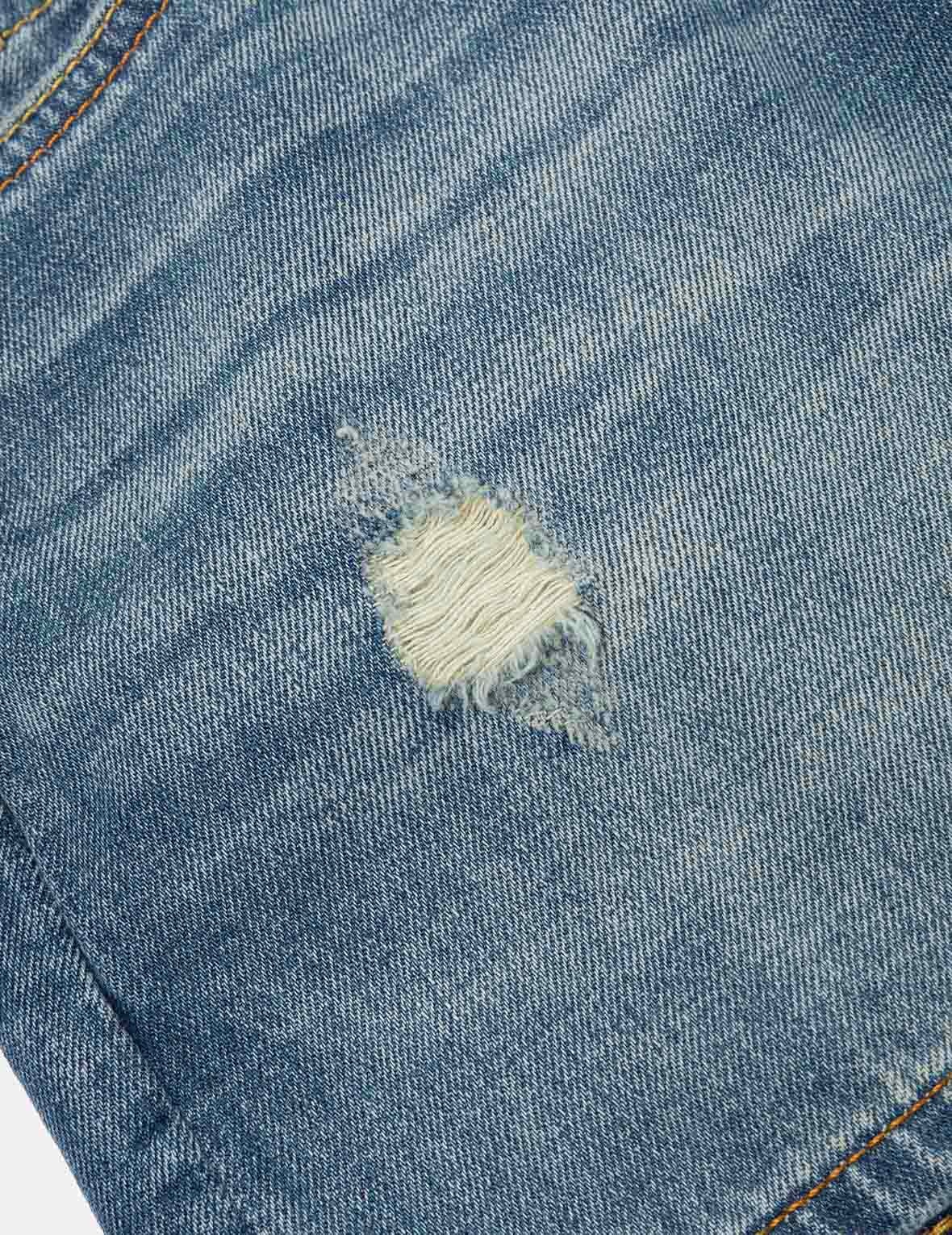 Deconstructed Seagull and Logo Applique Relax Fit Denim Shorts - 5