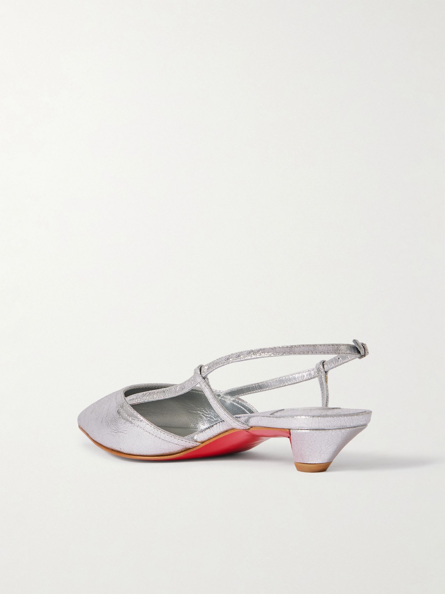 Miss Z Slingina 25 metallic crinkled-leather slingback pumps Silver - 3