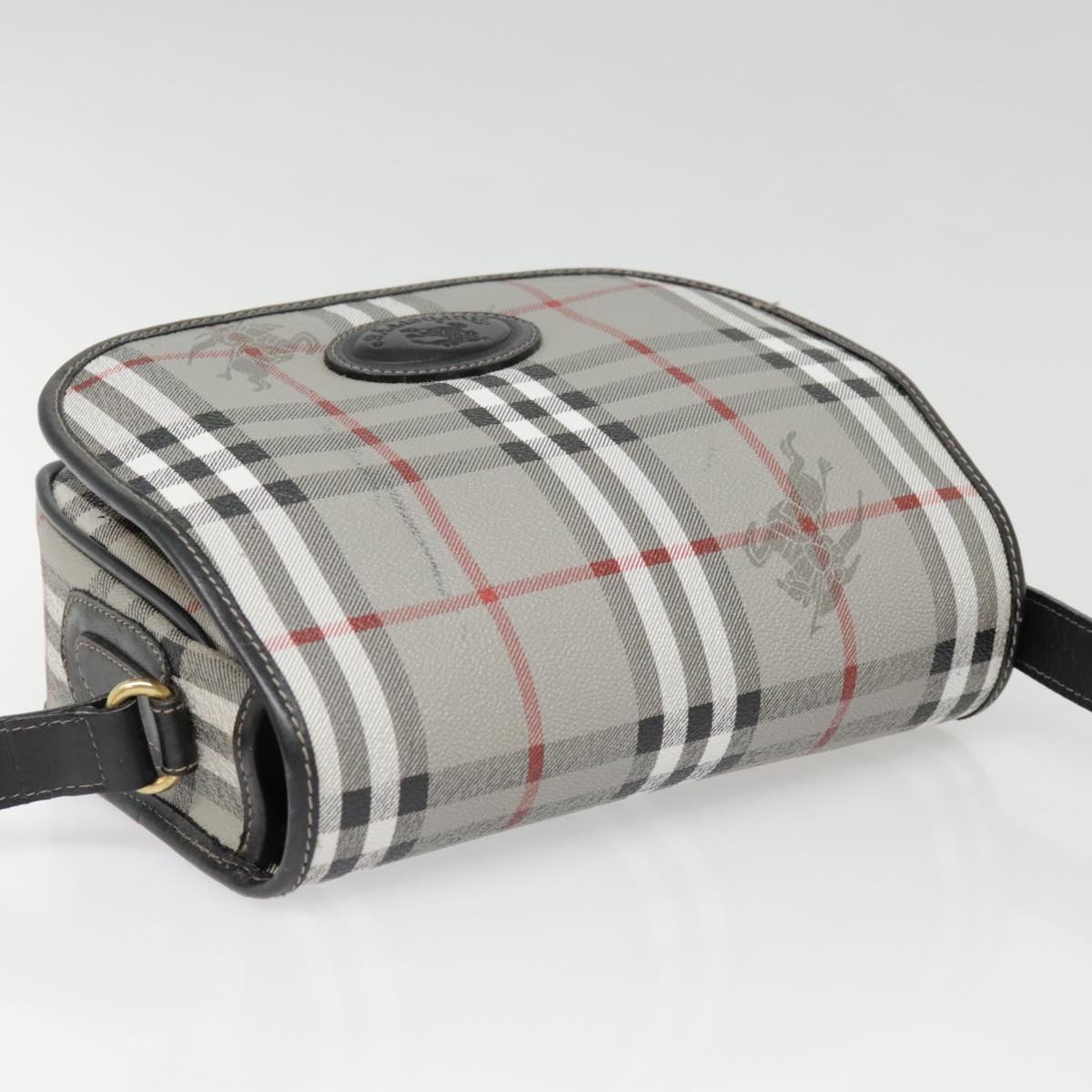 Burberry Nova Check Shoulder Bag Pvc Leather Gray Gold - 8